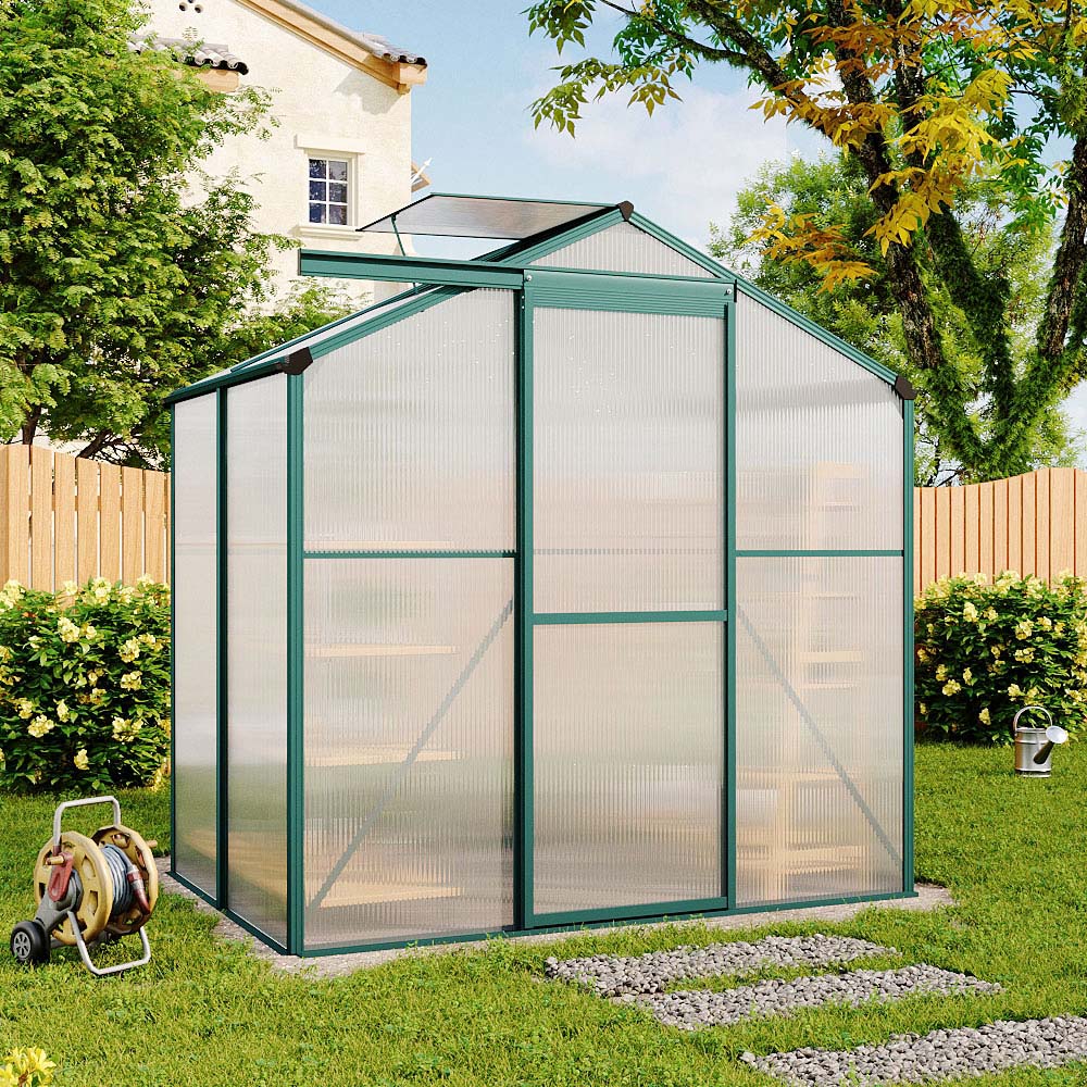 Living and Home Green Aluminium Frame 4 x 6ft Greenhouse Image 7