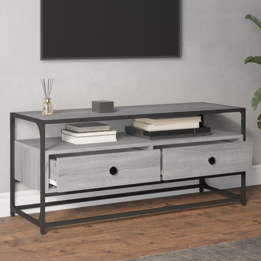 vidaXL Single Shelf 2 Drawer Grey Sonoma TV Cabinet Image 1