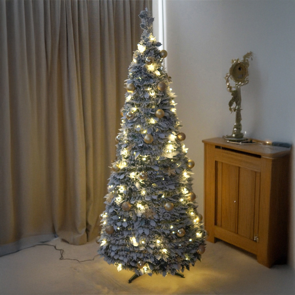 Xmas Haus Pop Up Pre Lit Snowy Artificial Christmas Tree 7ft Image 4