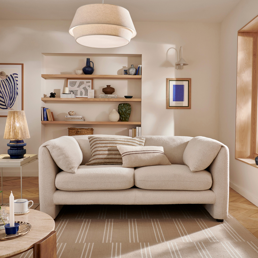 Harlow 2 Seater Cream Boucle Fabric Sofa Image 6