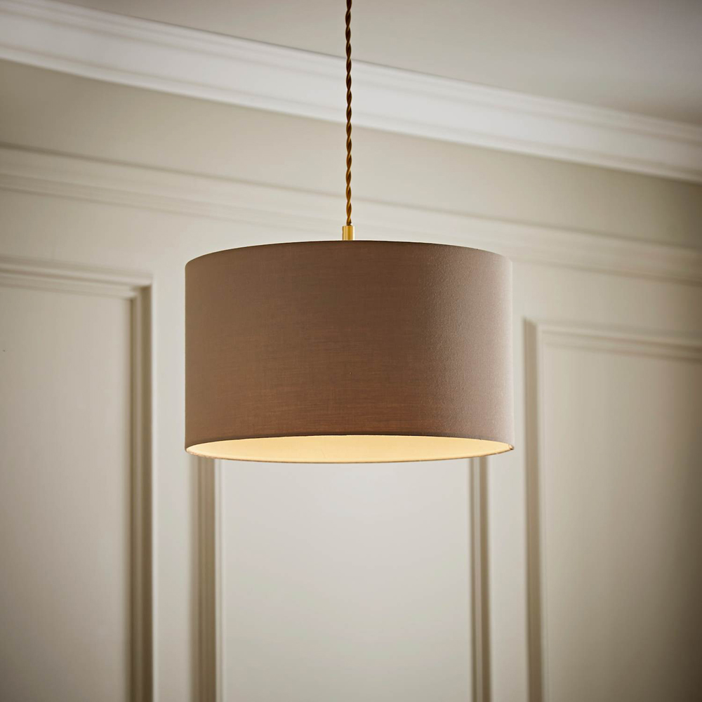 ValueLights Reni Taupe Fabric Medium Drum Ceiling Lamp Shade Image 2