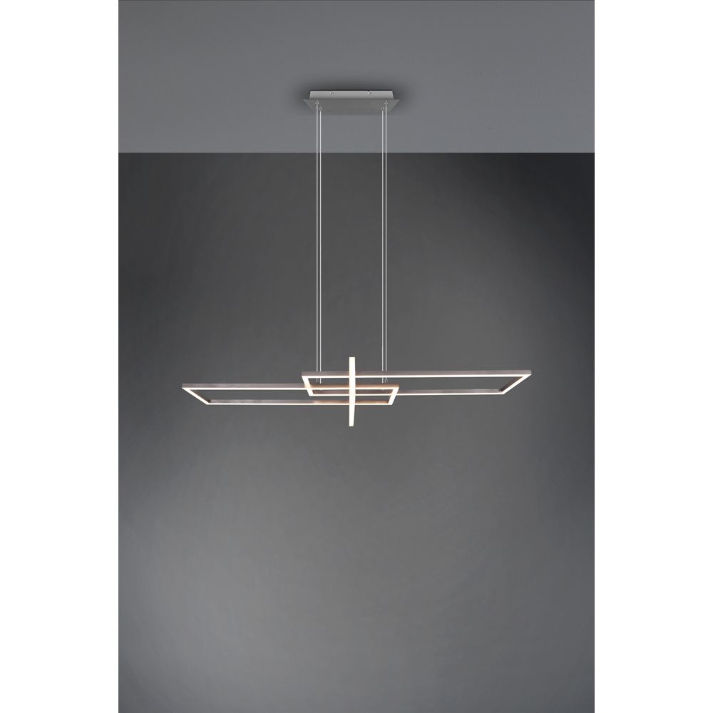 TRIO Salinas Matt Nickel Rectangular LED Pendant Light Image 3