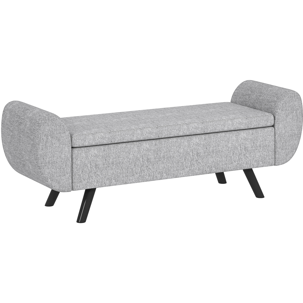 Portland Grey Linen Upholstered Ottoman Storage Bench with Armrest Image 2