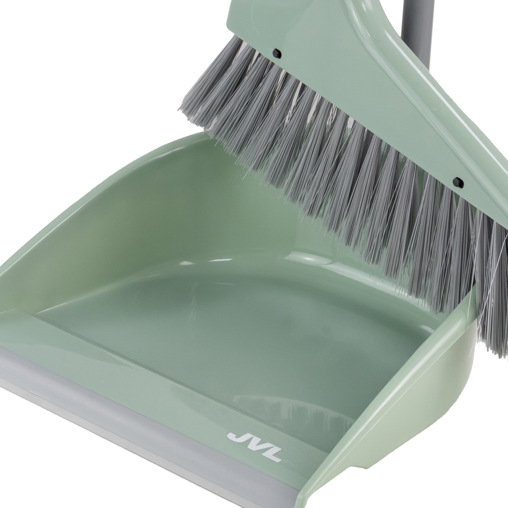 JVL Green Long Handle Dust Pan and Brush Set Image 5