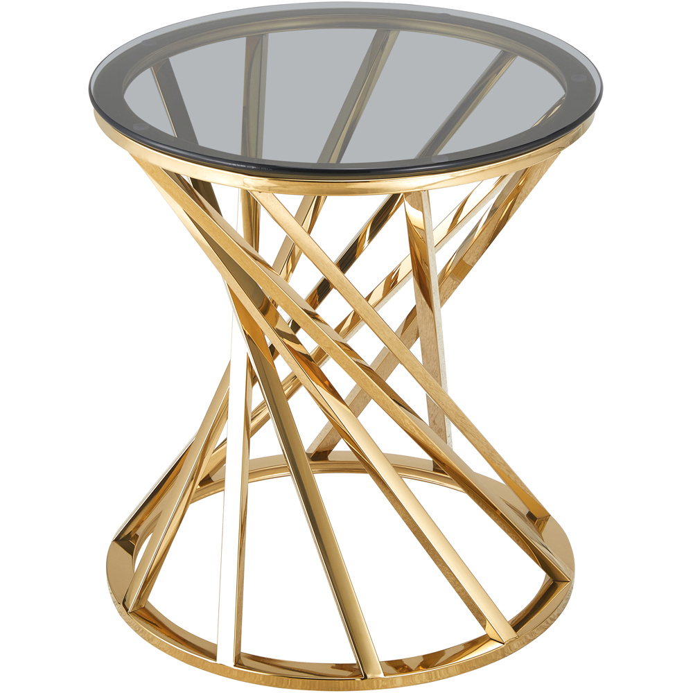 Comfy Living Gold Round Tinted Glass Side Table Image 3