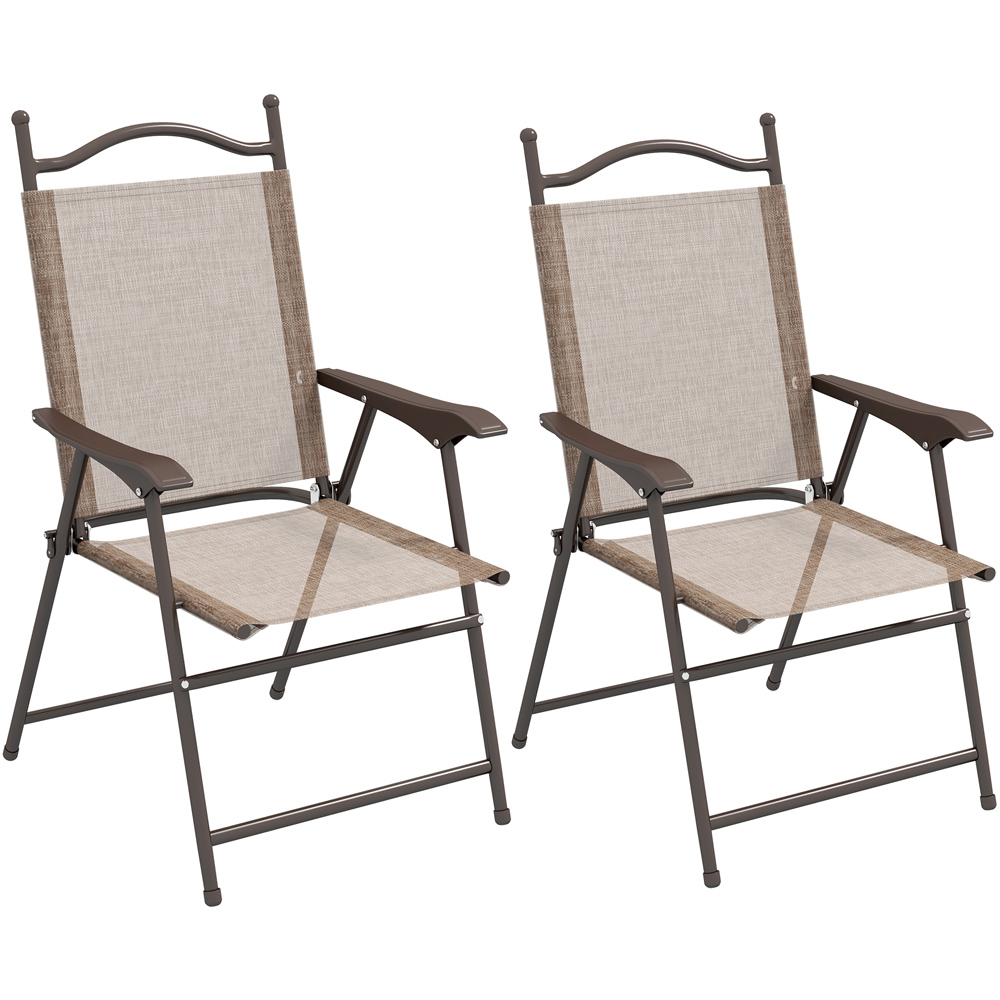 Outsunny Set of 2 Mixed Brown Folding Garden Chair Image 2