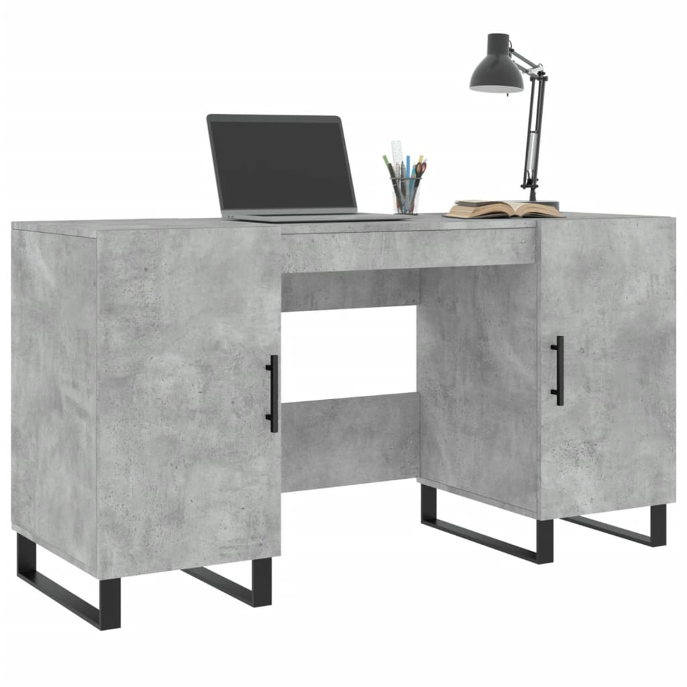 vidaXL 2 Door Computer Desk Concrete Grey Image 3