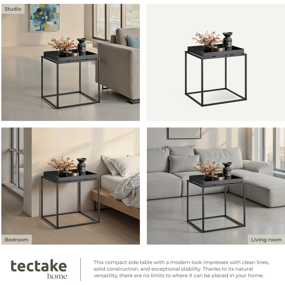 tectake Cambridge Single Shelf Black Bedside Table Image 6