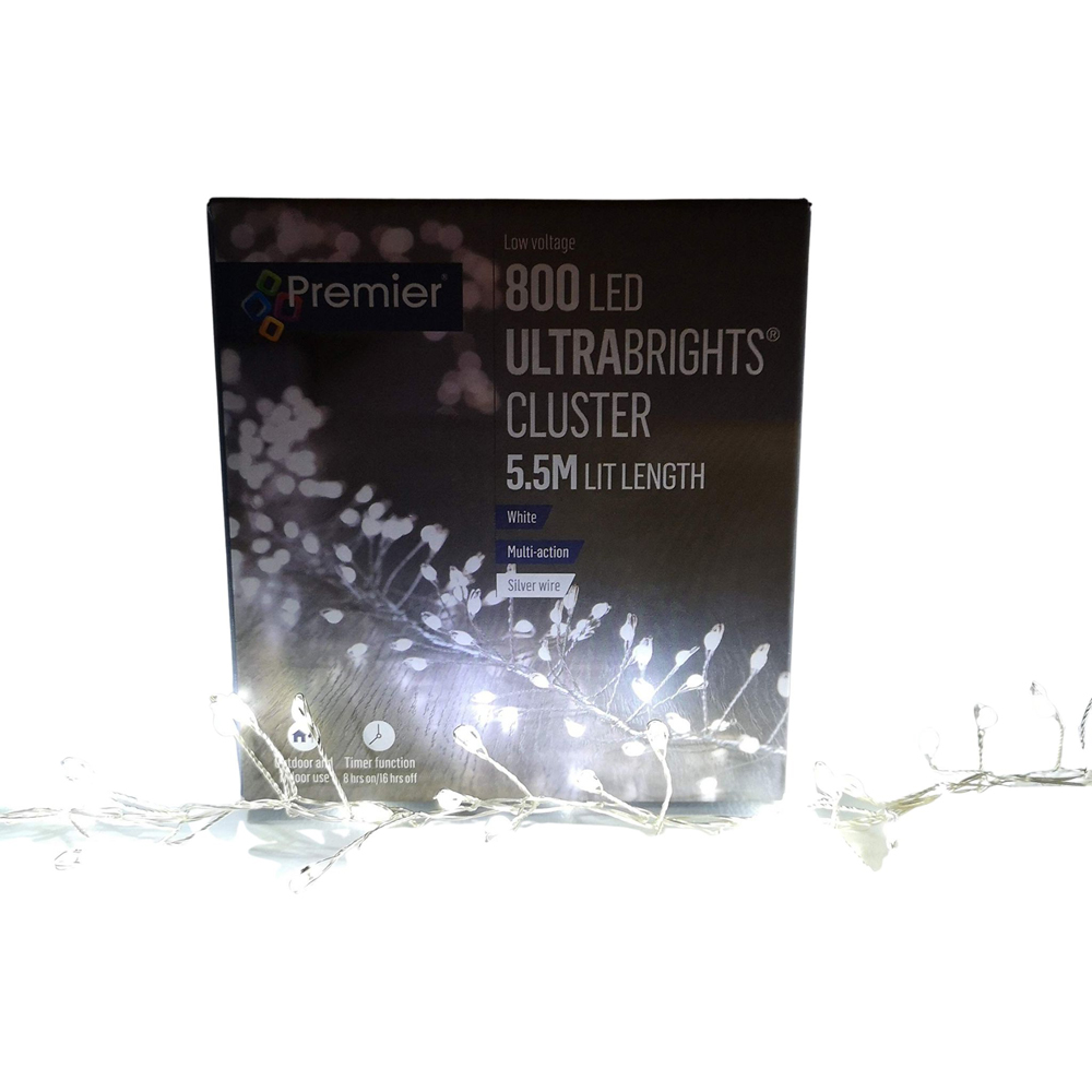 Premier UltraBrights 800 Cool White LED Silver Pin Wire Cluster Light 5.5cm Image 7