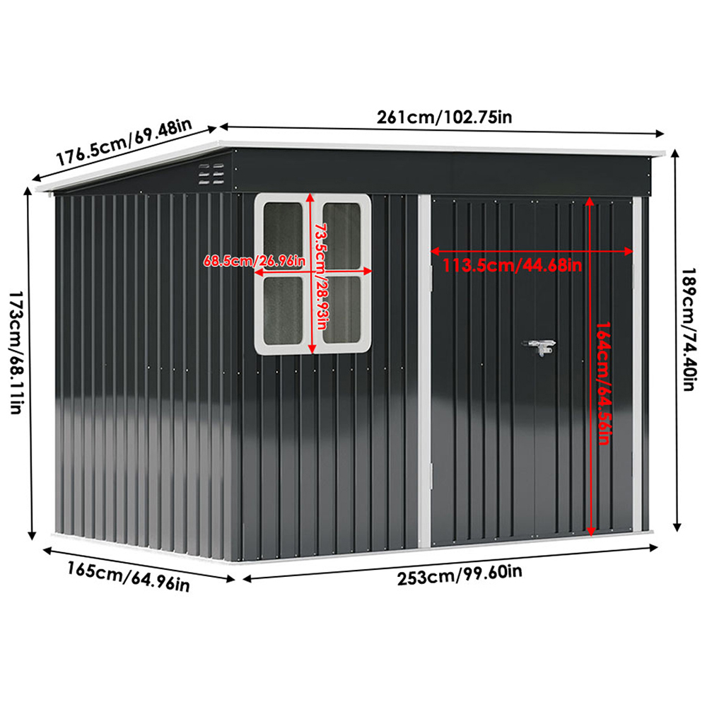 Living and Home 9 x 6ft Galvanised Metal Storage Shed with Vent Image 8