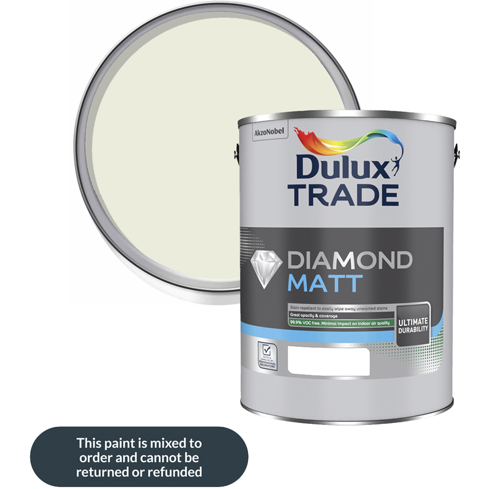 Dulux Trade Apple White Walls and Ceilings Diamond Matt Paint 5L Image 1