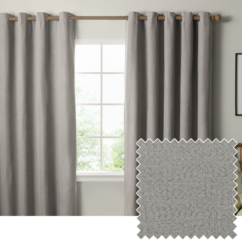 Furn The Ultimate Grey Textured Woven Blackout Eyelet Curtains 229 x 229cm Image 2