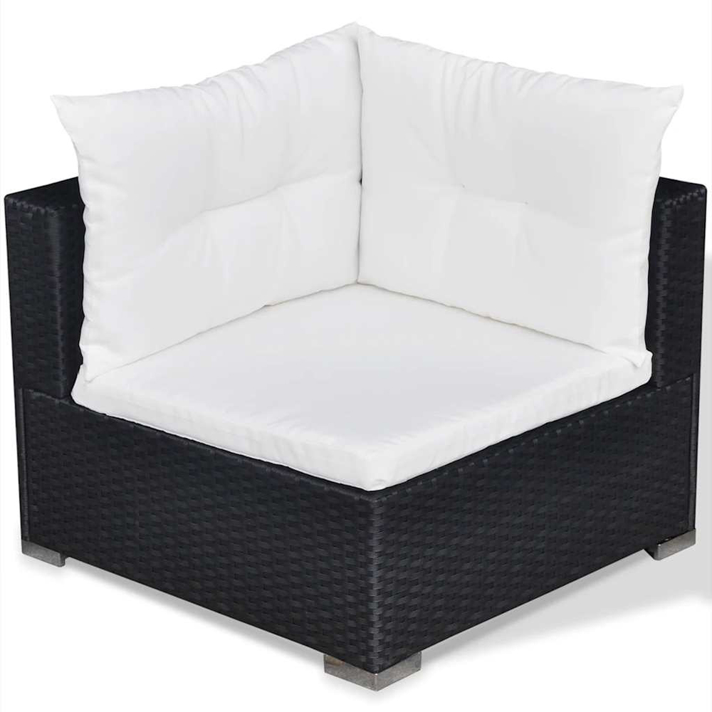 Walplus 5 Piece Black Poly Rattan Garden Lounge Set with Cushions Image 5