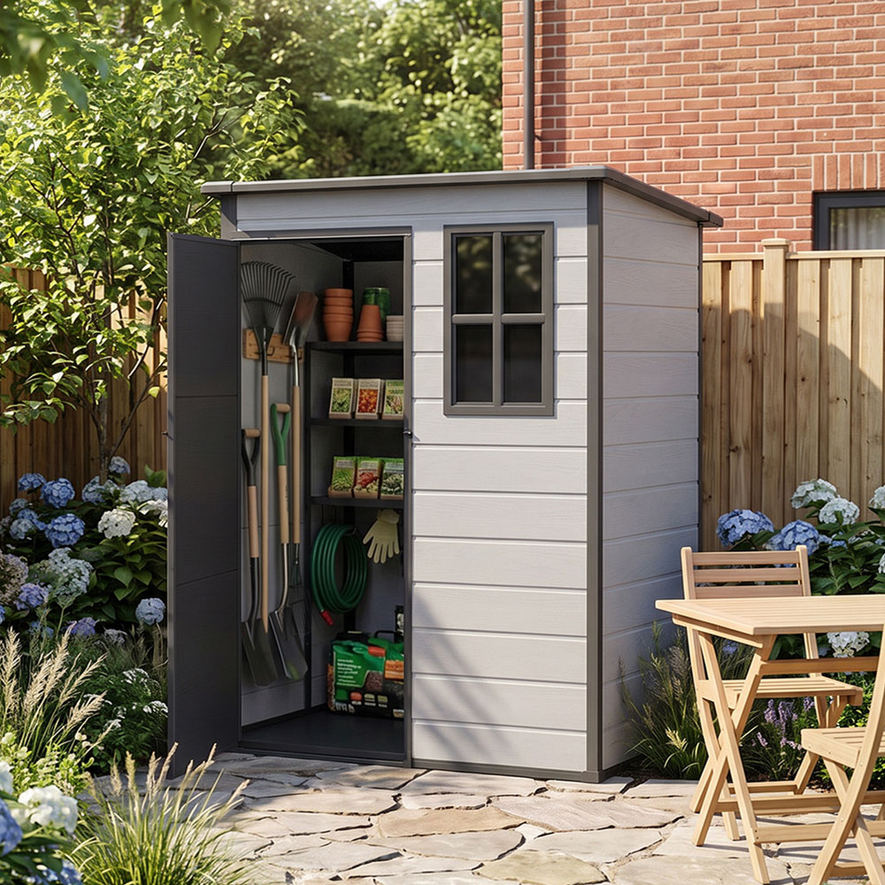 Living and Home 5 x 3ft Pent Garden Storage Shed with Window Image 7