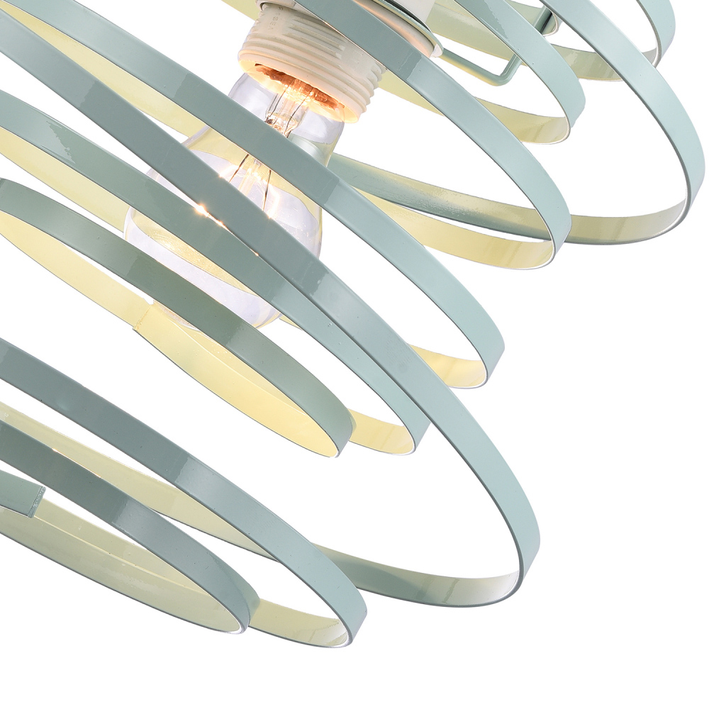 Happy Homewares Double Ribbon Spiral Swirl Duck Egg Gloss Metal Ceiling Light Image 5