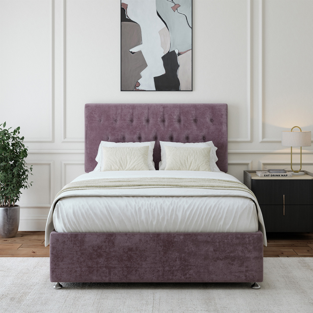 Bedmaster King Size Mauve Naples Linen Divan Base with Lona Headboard Image 3