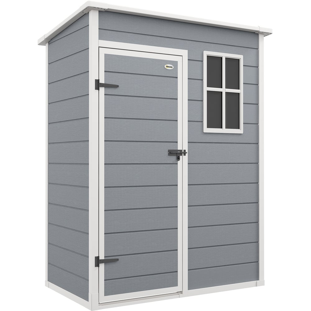 Outsunny 5 x 3ft Single Door Grey Garden Shed Image 1
