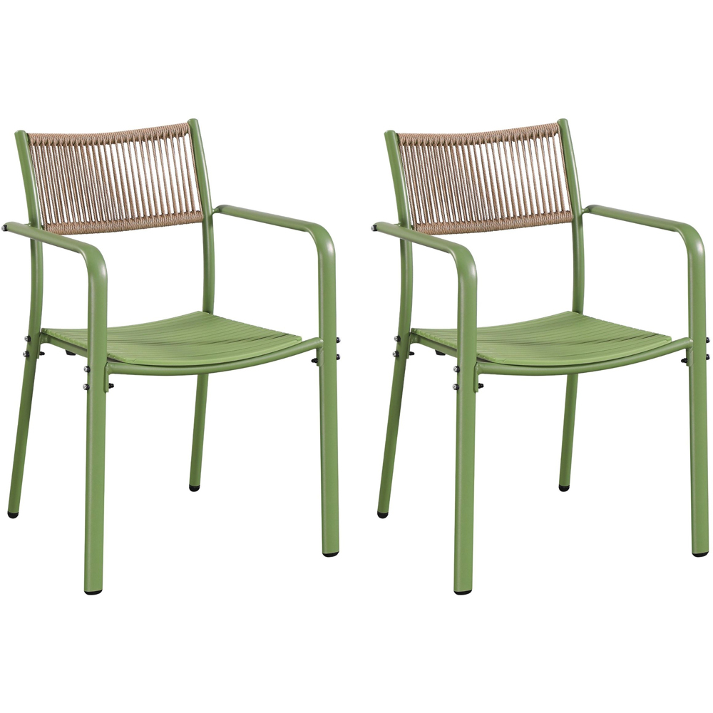 Core Products 2 Seater Moss Green Rope Back Effect Square Plastic Table Garden Bistro Set Image 4