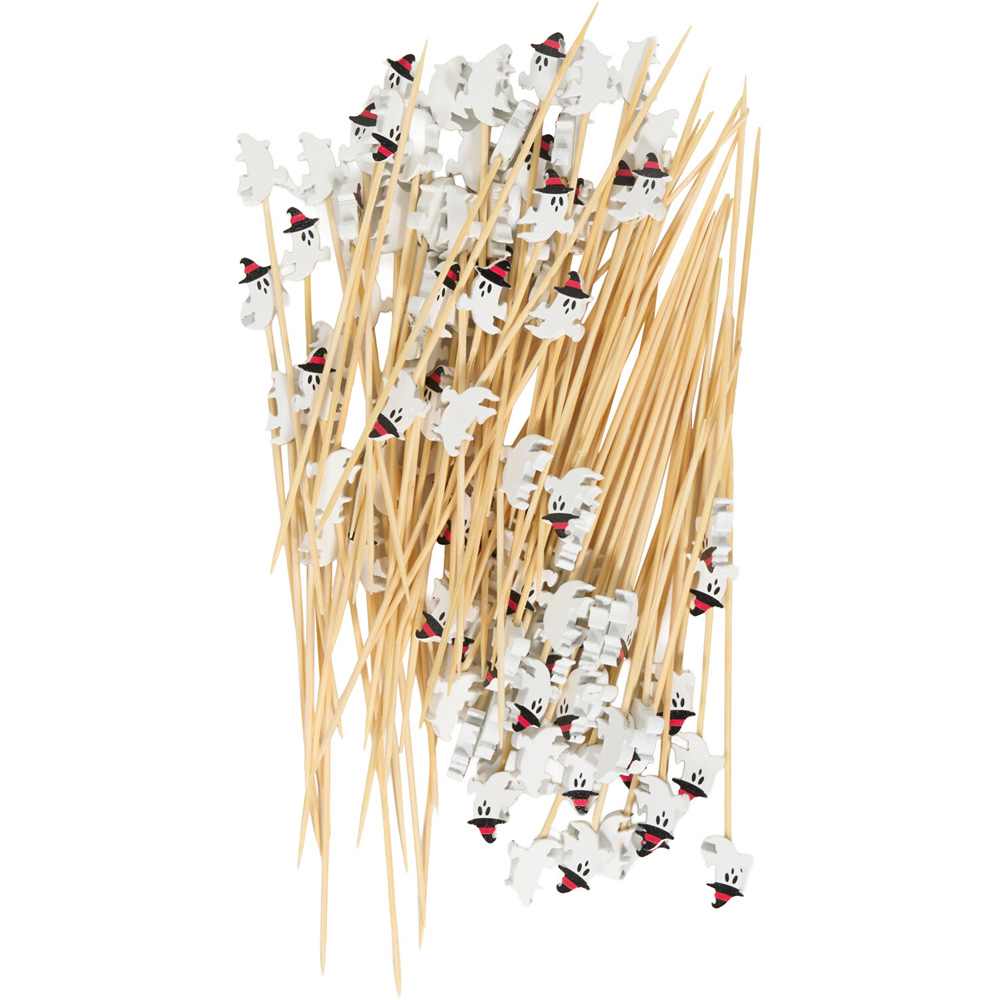 Pack of 100 Ghost or Pumpkin Bamboo Skewers Image 8