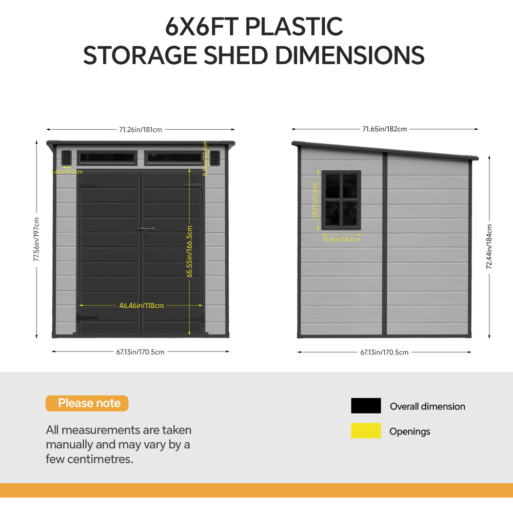 Living and Home 6 x 6ft Plastic Garden Storage Shed with Built-In Floor Image 8