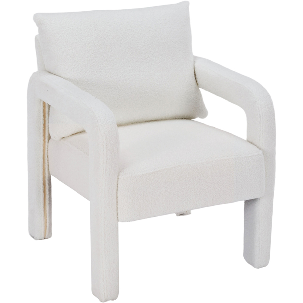 Living and Home White Teddy Fleece Upholstered Accent Chair with Lumbar Pillow Image 2
