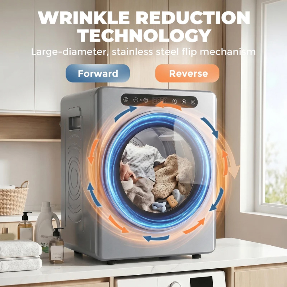 HOMCOM Silver Tone Portable Vented Tumble Dryer Machine with Timer 5kg 1000W Image 5