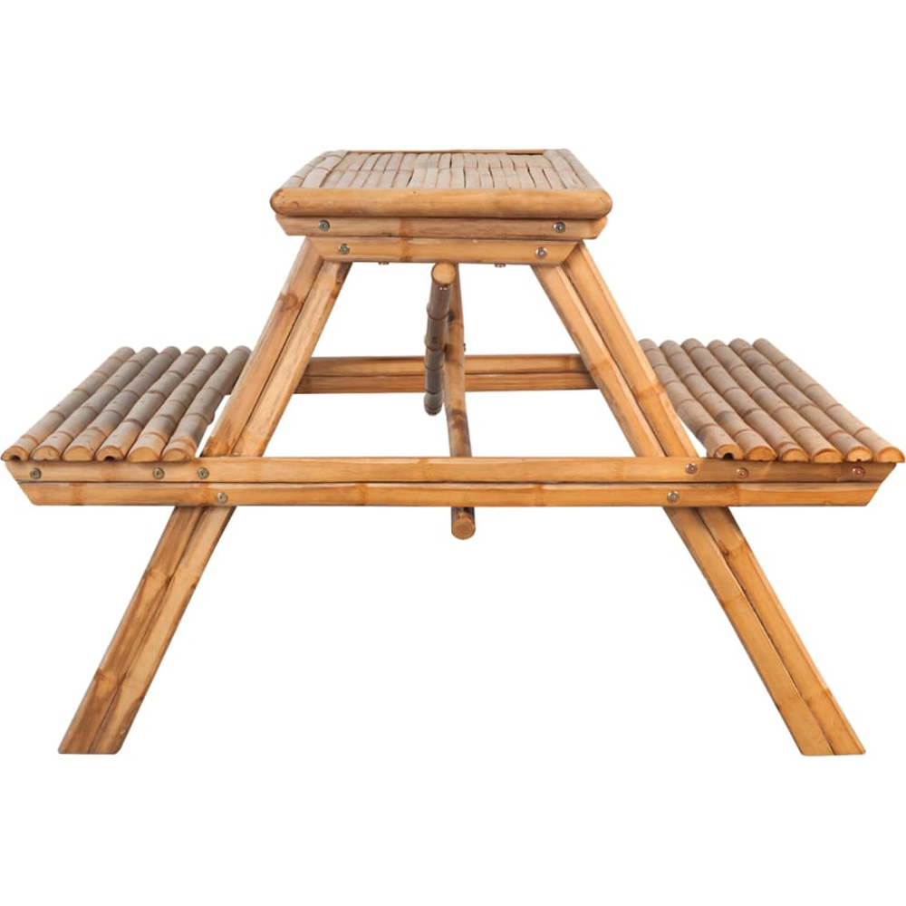 vidaXL Brown Bamboo Picnic Table with Benches Image 2