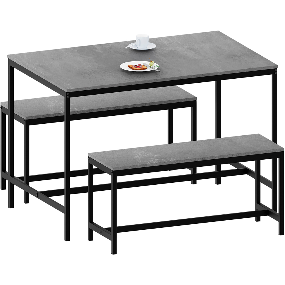Vida Designs Roslyn 4 Seater Metal Frame Dining Bench Set Concrete Grey Image 2