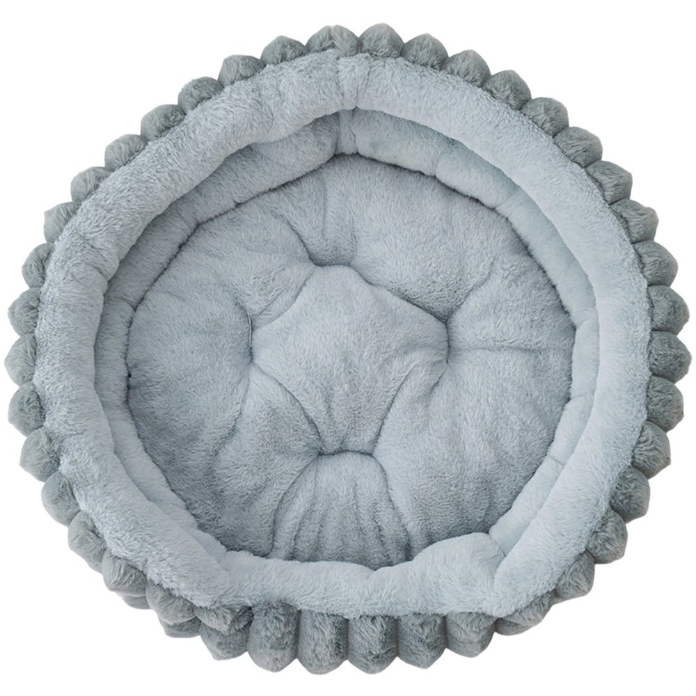 H&O Direct 60cm Grey Super Soft Faux Fur Pet Bed Image 3