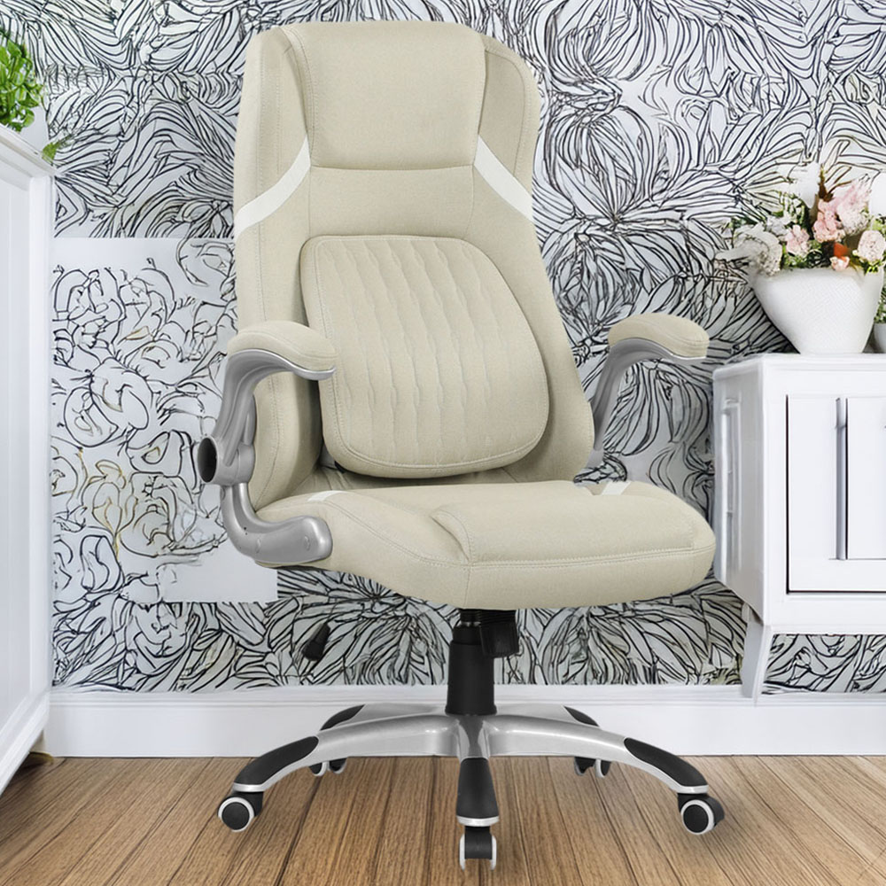 Vinsetto Beige Fabric Tiltable Office Chair Image 1