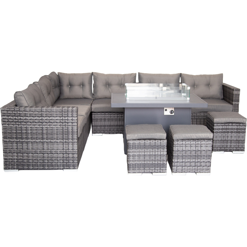 Furniture One 9 Seater Brown Corner Sofa Set with Fire Pit Table Image 3
