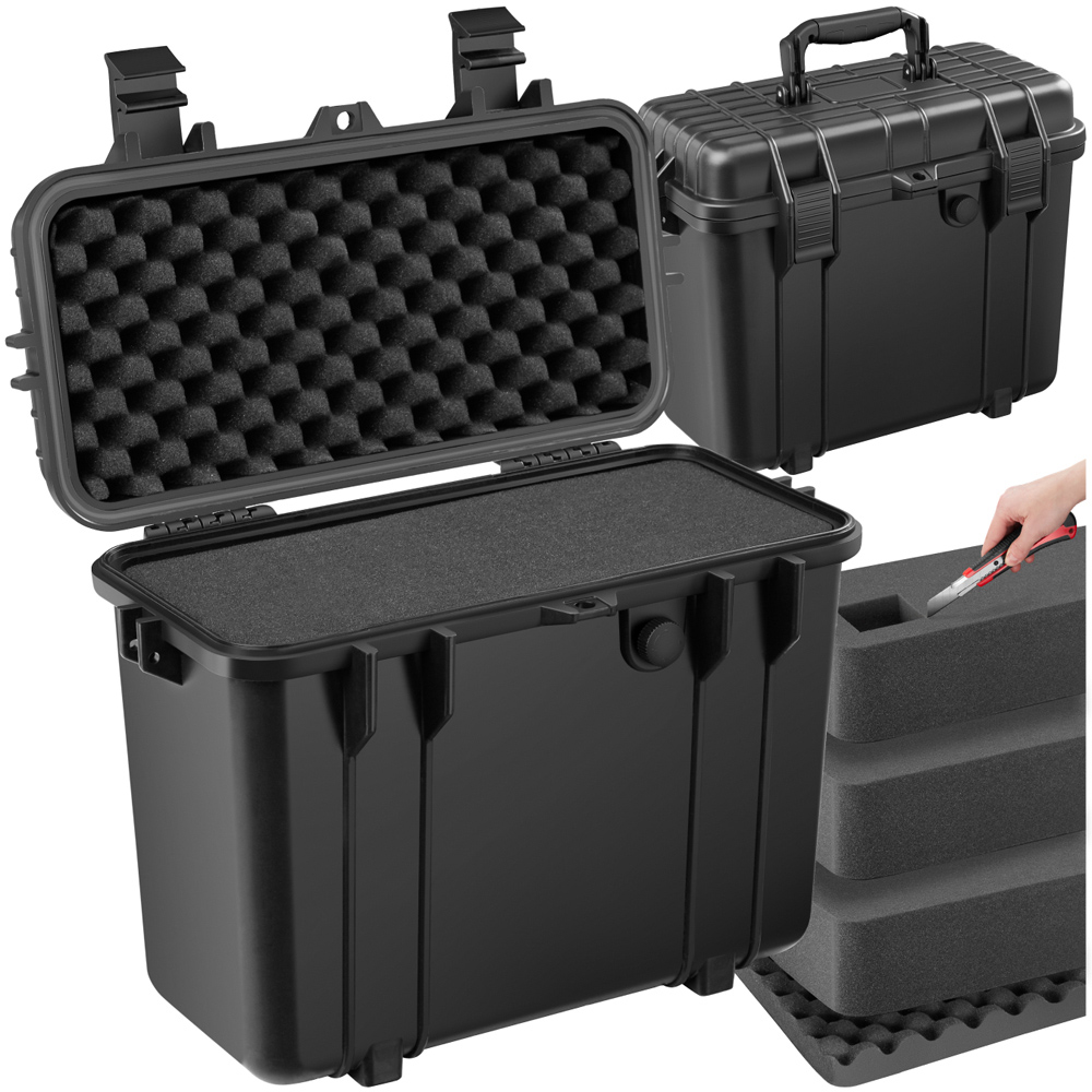 Tectake Black Hard Shell Waterproof Carry Case with Foam Insert 34 x 41cm Image 2