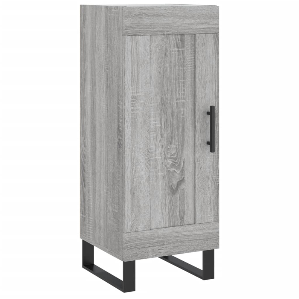 vidaXL 2 Glass and Wood Door Grey Sonoma Tall Highboard with Black Handle Image 7