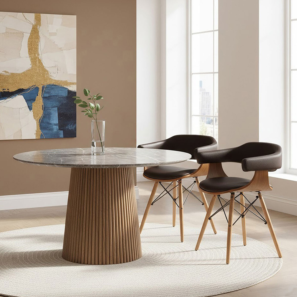 Premier Housewares Parkar Brown Leather Effect and Beech Wood Accent Chair Image 4