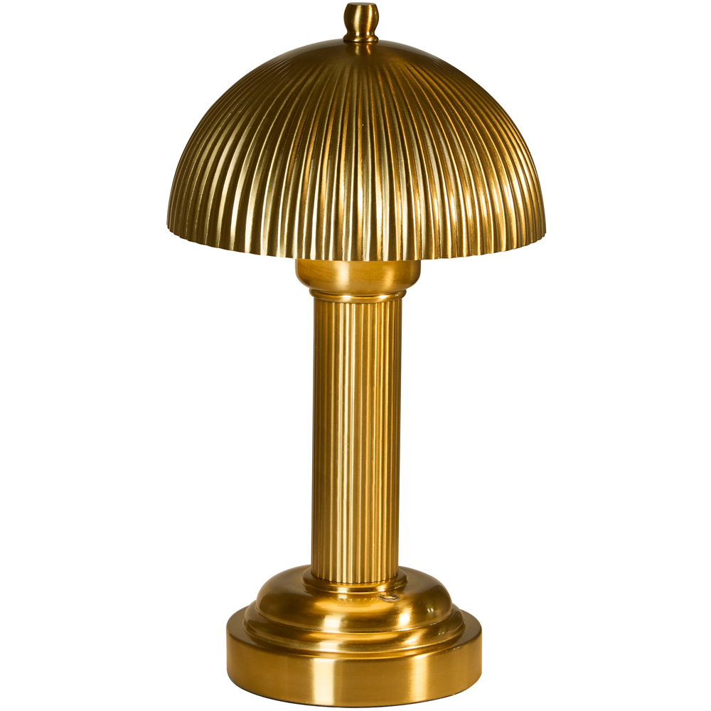 Lighting Collection Gold Ribbed Dome Shade Fluted Rechargeable LED Table Lamp Image 3