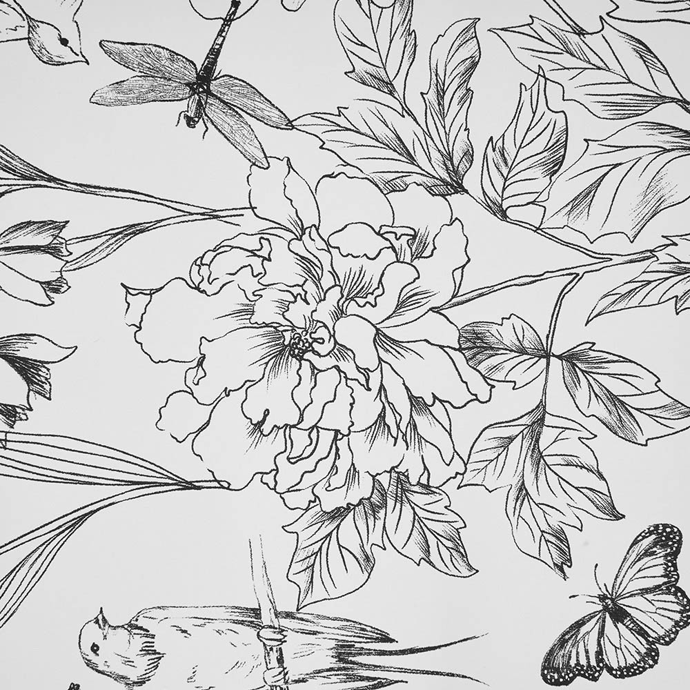 Living and Home Floral Pattern White Peel and Stick Wallpaper Image 1