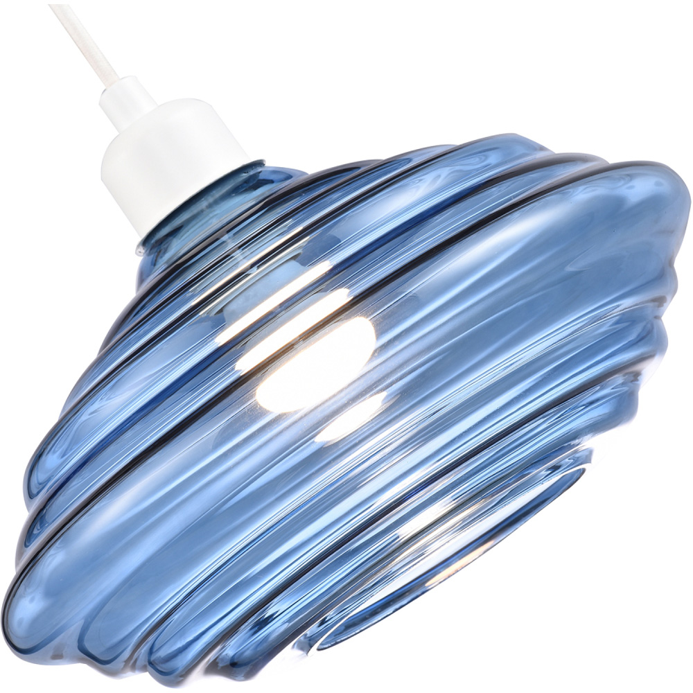 Happy Homewares Midnight Blue Ribbed Honeycomb Glass Pendant Light Shade Image 4