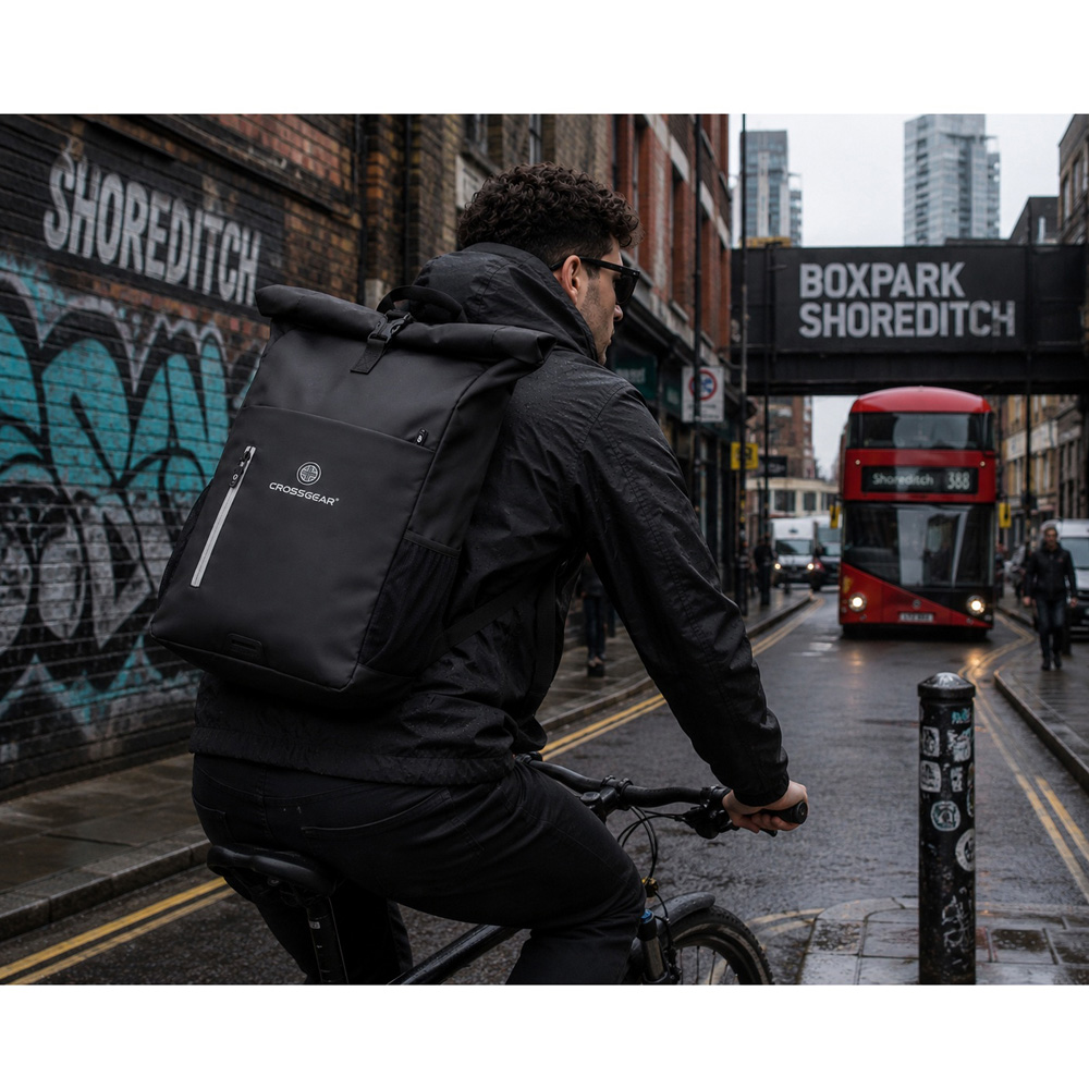 Crossgear Rebel Black Roll Top Backpack 46cm Image 2