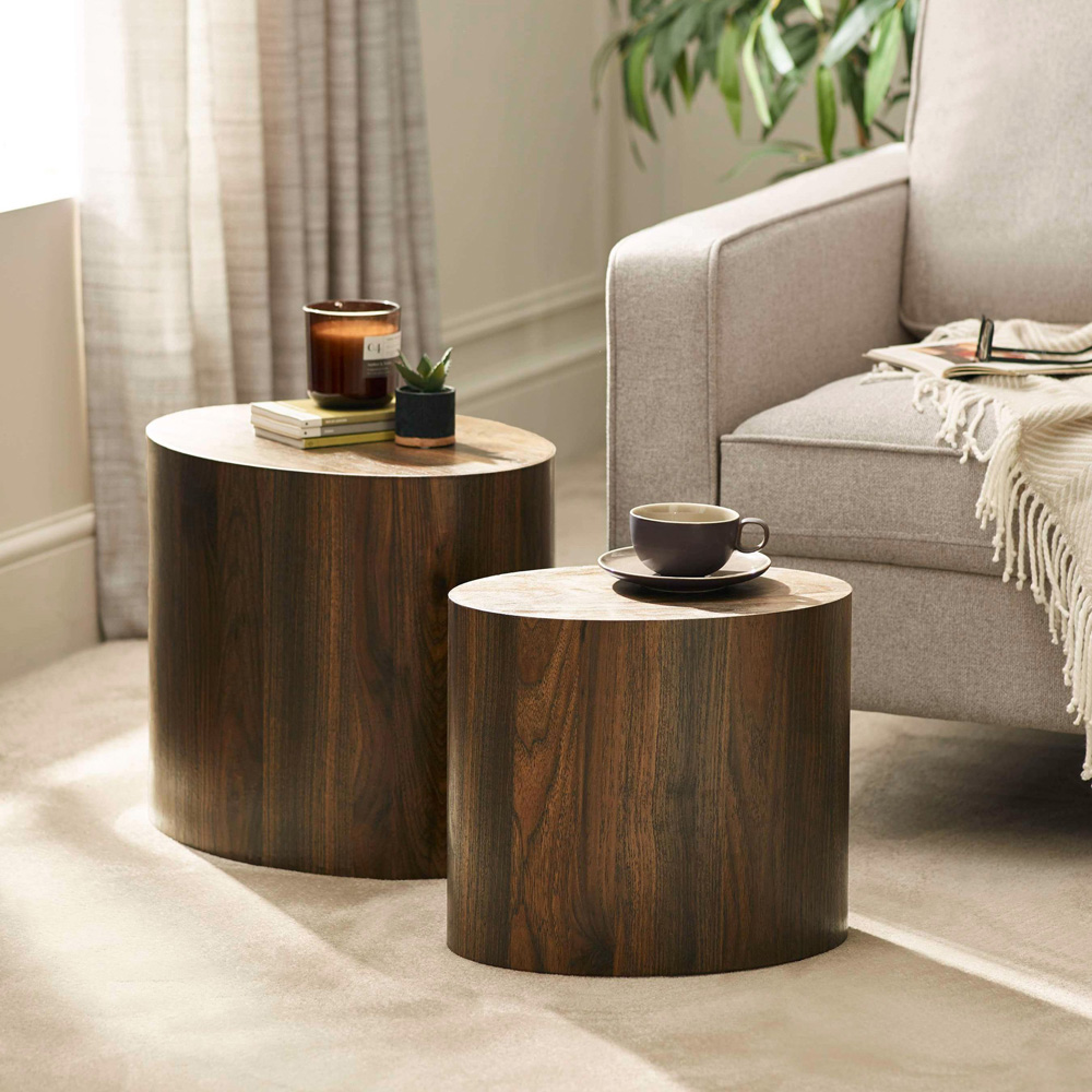 Julian Bowen Toba Walnut Effect Nest of Tables Set of 2 Image 7