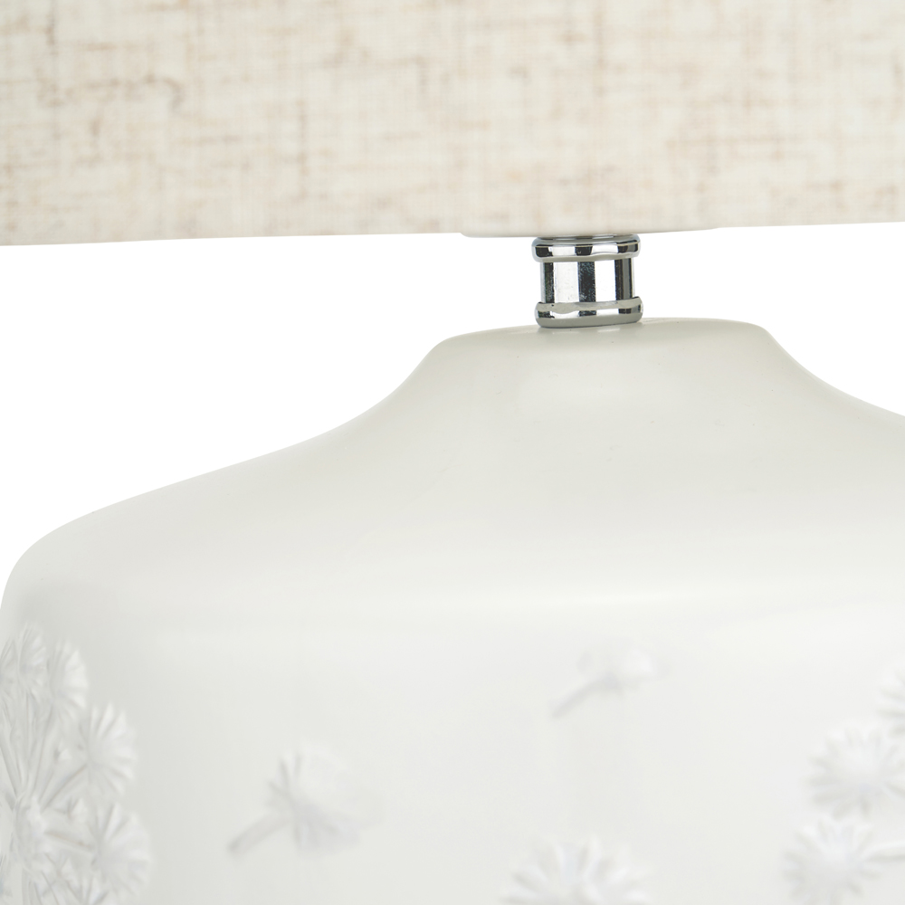Pacific Lifestyle Flora White Floral Ceramic Small Table Lamp Image 4
