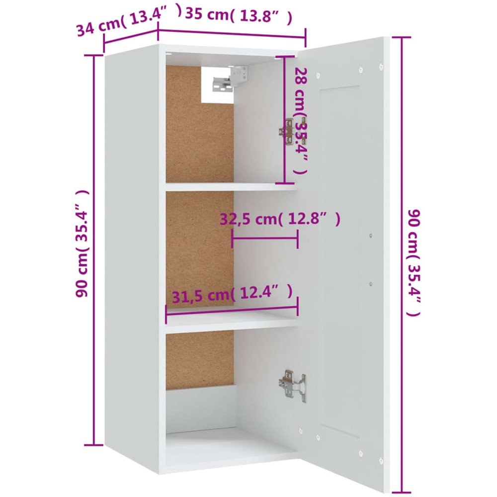 vidaXL Single Door White Wall Cabinet Image 8