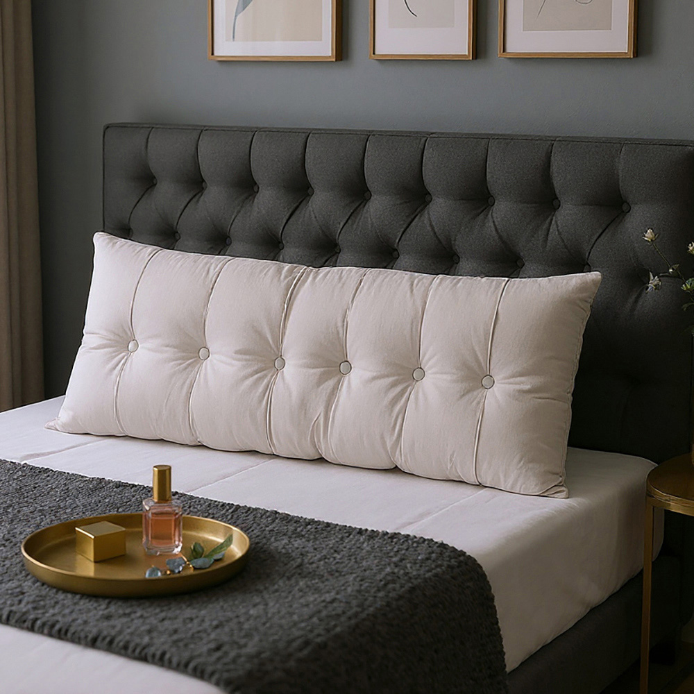 Living and Home Light Grey Chenille Headboard Pillow 60 x 180cm Image 2