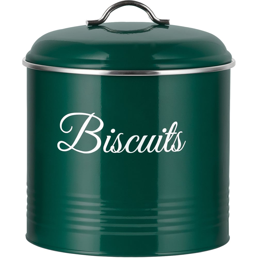 Innoteck Essentials Green Round Biscuit Tin with Lid Image 1
