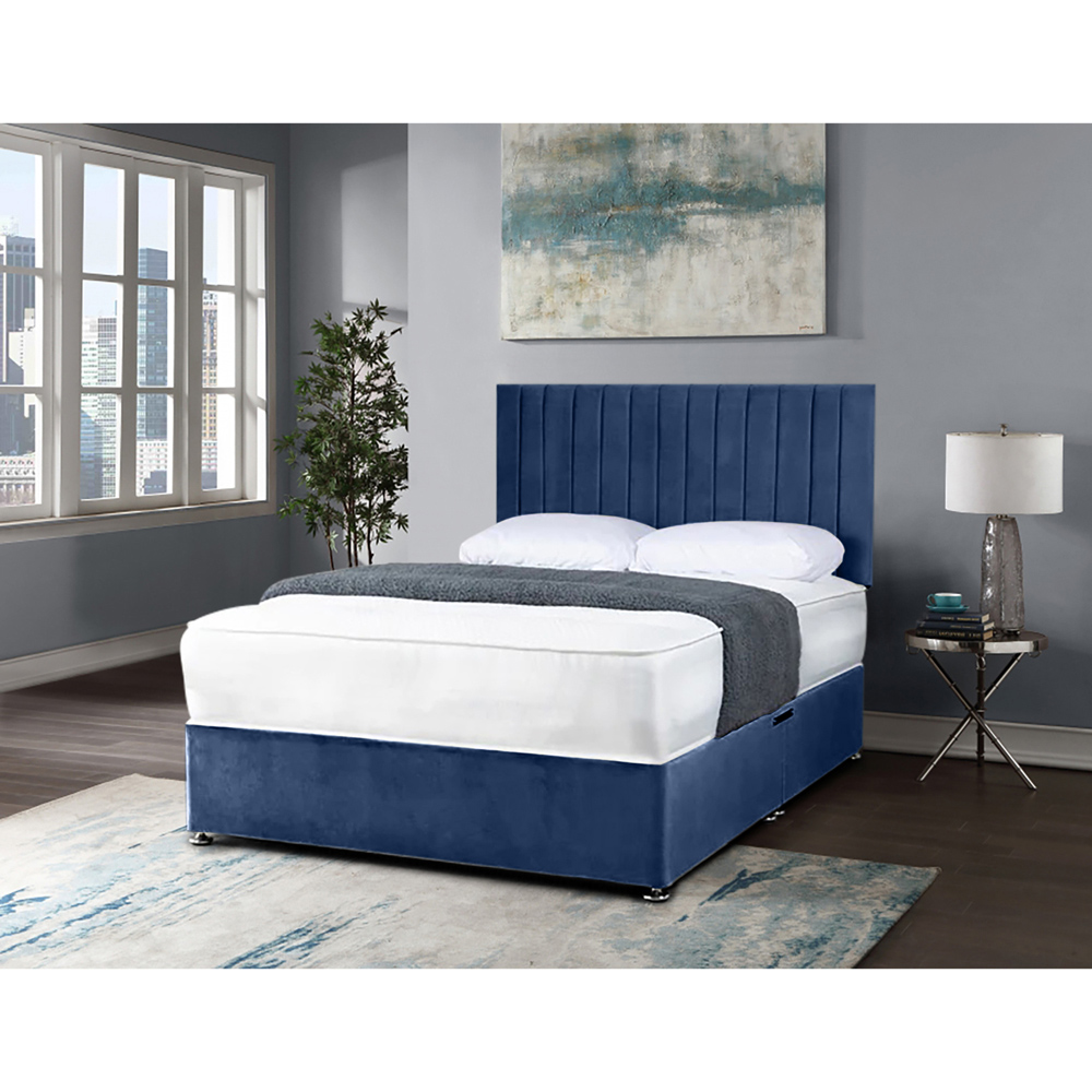 Eleganza Home Naptime Double Sapphire Plush Divan Bed with Lined Headboard Image 2