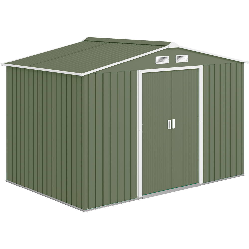 Outsunny 9 x 6ft Light Green Metal Apex Garden Shed Image 1