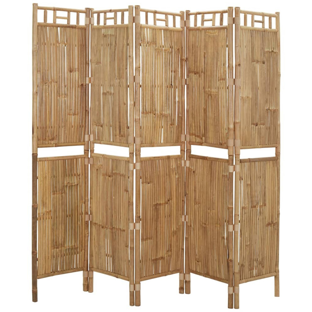 vidaXL Bamboo 5 Panel Room Divider 200 x 180cm Image 3