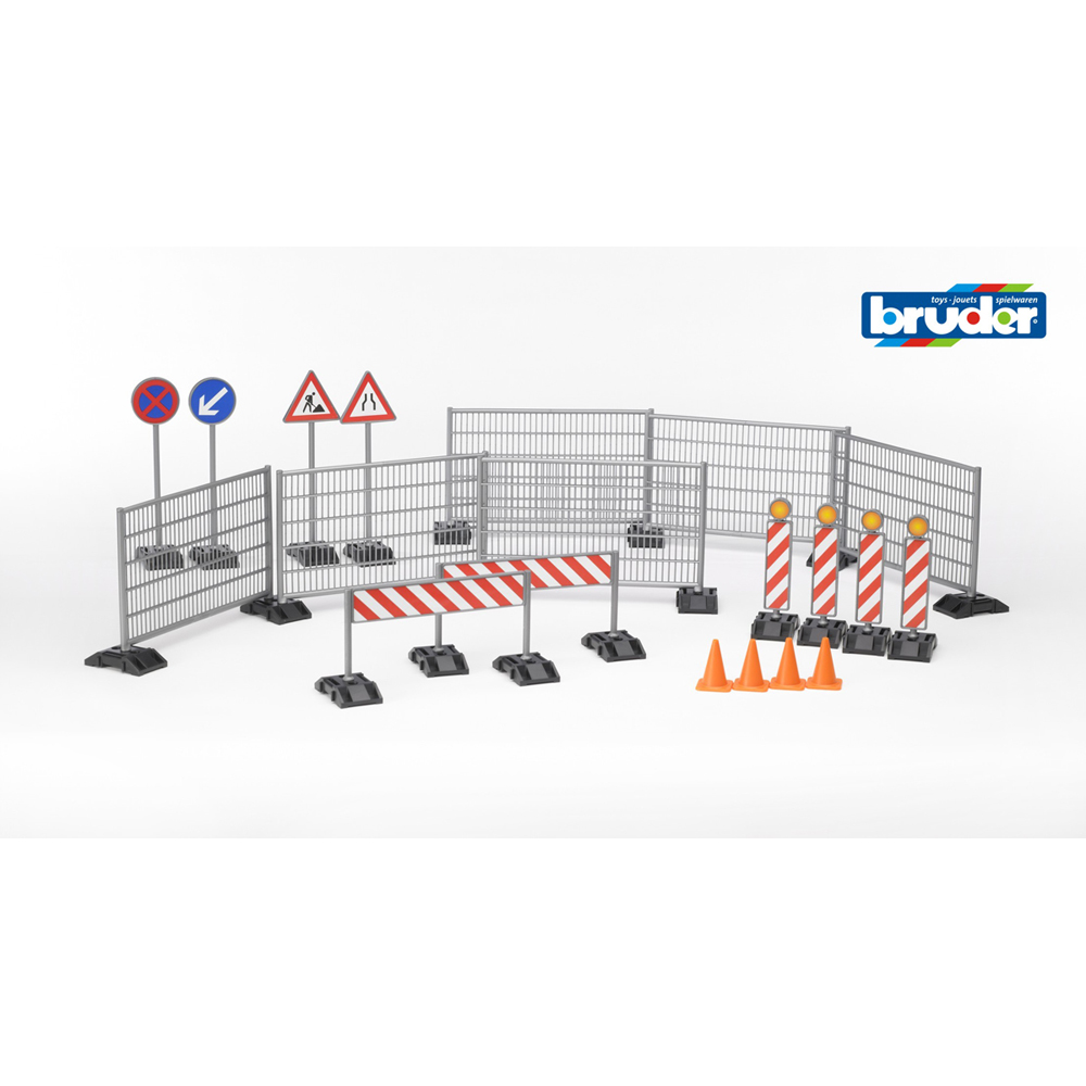 Bruder Kids Railings Site Signs and Pylon Construction Accessories Playset Model Image 2