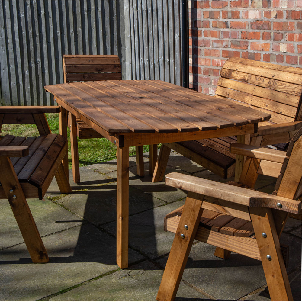 Samuel Alexander Handmade 6 Seater Chunky Rustic Wooden Garden Furniture Set Image 4