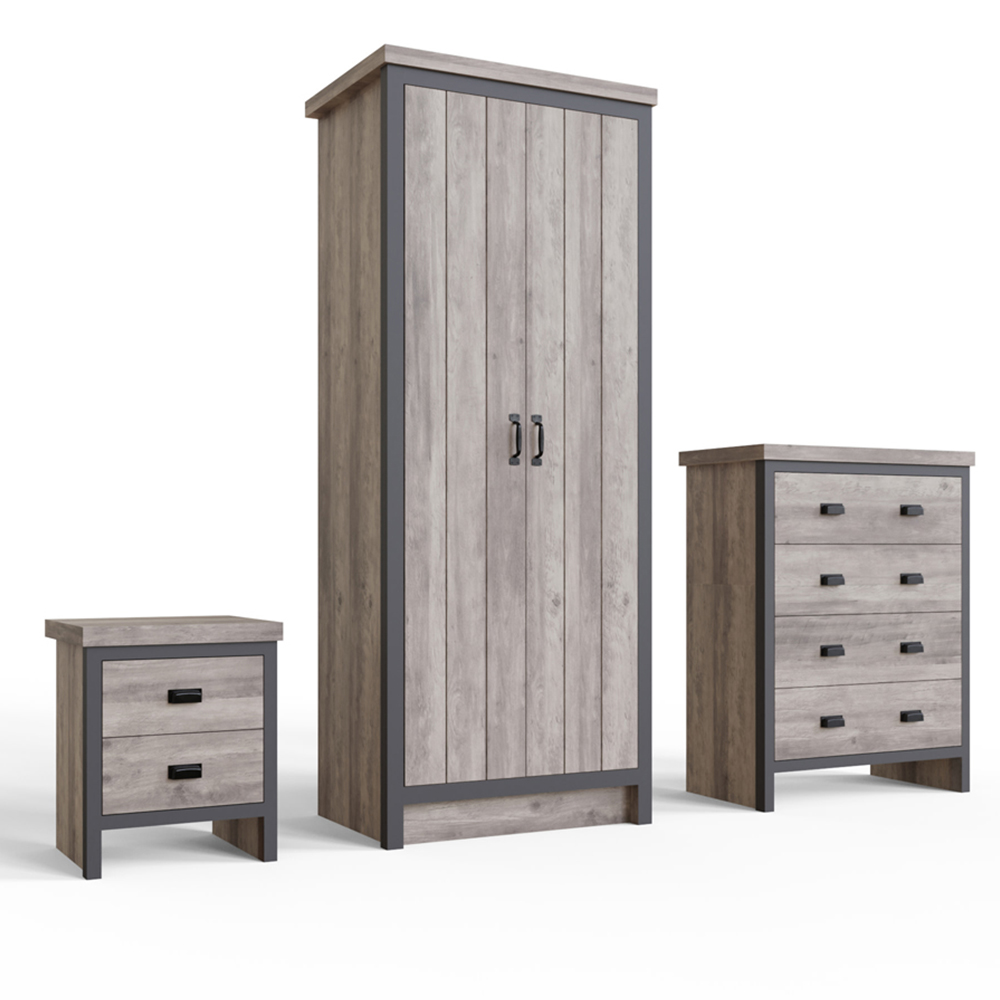 GFW Boston Grey 3 Piece Bedroom Furniture Set Image 2