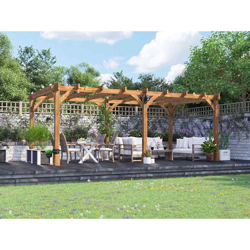 Dunster House Leviathan 6 x 3m Brown Wooden Pergola Plant Frame Image 3